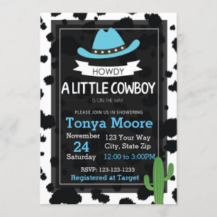 Invitación de Baby Shower del vaquero (azul)