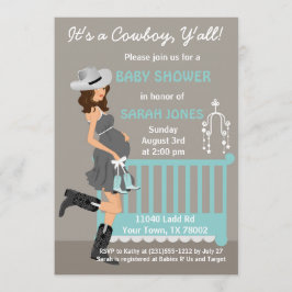 Invitación de Baby Shower del vaquero - Brunette
