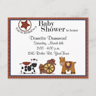 Invitación de Baby Shower del vaquero/de la