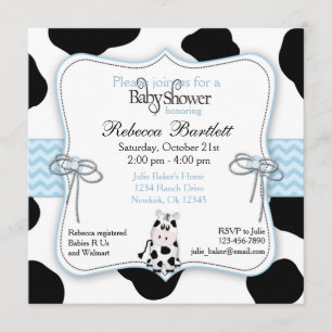 Invitación de Baby Shower del vaquero de la vaca