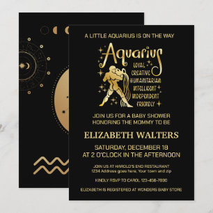 Invitación de baby shower del zodíaco Acuario Cele