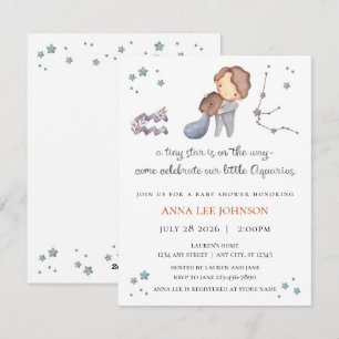 Invitación de baby shower del zodíaco de Acuario