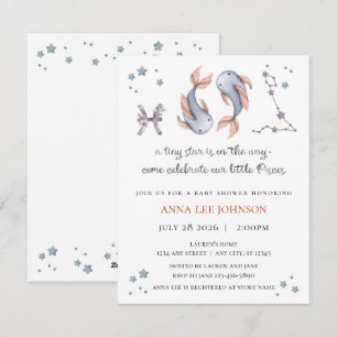 Invitación de Baby Shower del Zodiaco de Piscis