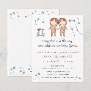 Invitación de Baby Shower del Zodiaco Gemini