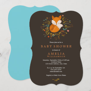 Invitación de Baby Shower del Zorro del Bosque