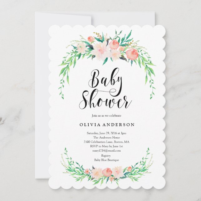 Invitación de Baby Shower Delicado Ramo (Anverso)