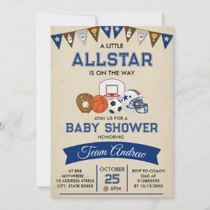 Invitación de Baby Shower Deportivo Personalizada 
