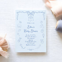 Invitación de Baby Shower Dibujada a Mano, Niño co