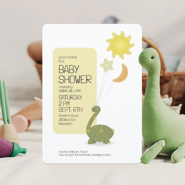 Invitación de Baby Shower Dino con Mylar Baloons (Subido por el creador)