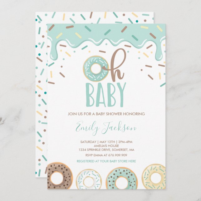 Invitación de Baby Shower Donut Baby Oh Donut Show (Anverso / Reverso)