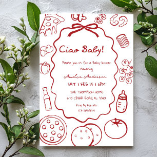 Invitación de Baby Shower doodle Pizza Italiana Ci
