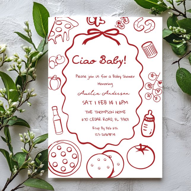 Invitación de Baby Shower doodle Pizza Italiana Ci (Subido por el creador)