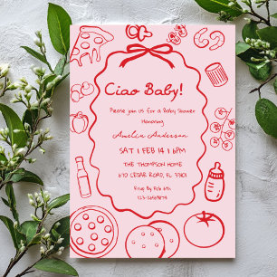 Invitación de Baby Shower doodle Pizza Italiana Ci