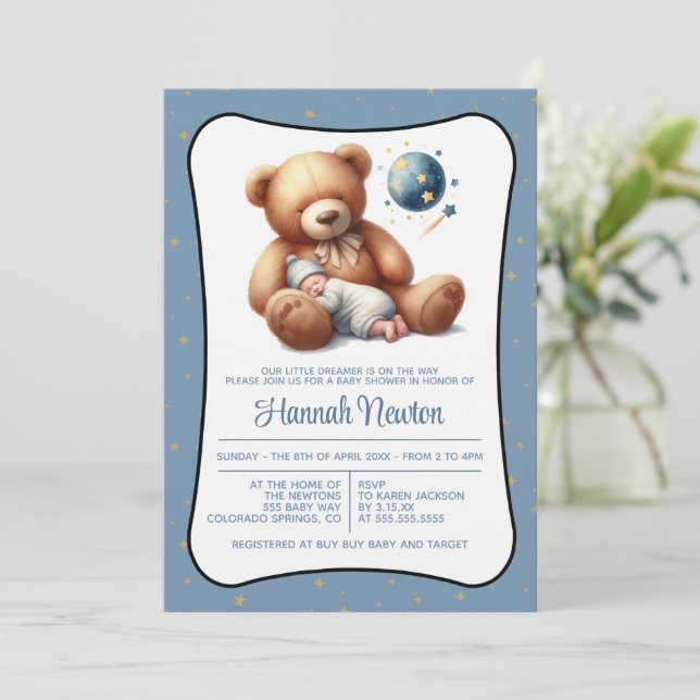 Invitación de Baby Shower Dream Bear (Anverso de pie)
