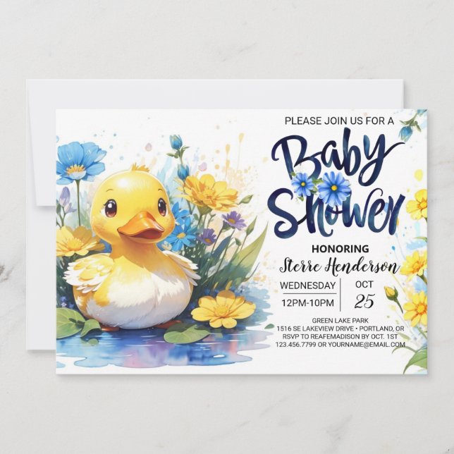 Invitación de Baby Shower Duckling Pond (Anverso)