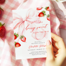 Invitación de Baby Shower Dulce Bebé con Lazo Rosa