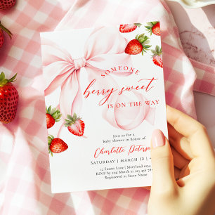 Invitación de Baby Shower Dulce Bebé con Lazo Rosa