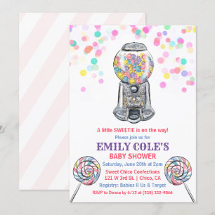 Invitación de Baby Shower Dulce Caramelo Gumball