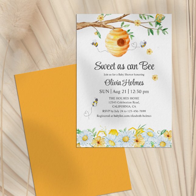Invitación de Baby Shower "Dulce como se puede com ("Sweet as can Bee" Baby Shower Invitation)