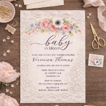 Invitación de baby shower dulce floral Baby in Blo