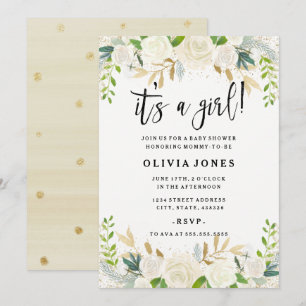 Invitación de Baby Shower Dulce Floral Es una Niña