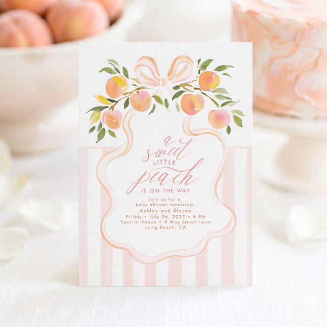 Invitación de Baby Shower Dulce Pequeña Melocotón (Peach Baby Shower Invitations)