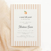 Invitación de Baby Shower dulce y pequeño con raya