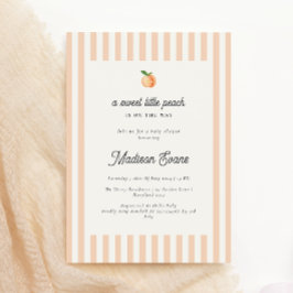 Invitación de Baby Shower dulce y pequeño con raya