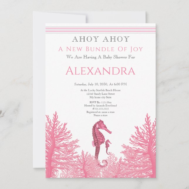 Invitación de Baby Shower Dusty Rosa Chica Rosa Na (Anverso)