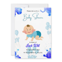 Invitación de Baby Shower Editable BEBÉ NIÑO AZUL