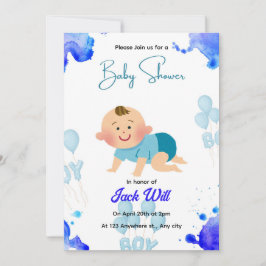 Invitación de Baby Shower Editable BEBÉ NIÑO AZUL