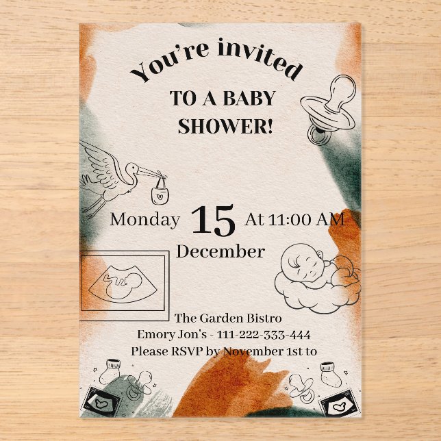 Invitación de Baby Shower Editable | Chupete Minim (Anverso)