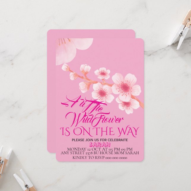Invitación de baby shower editable Una pequeña flo (Anverso/Reverso In Situ)