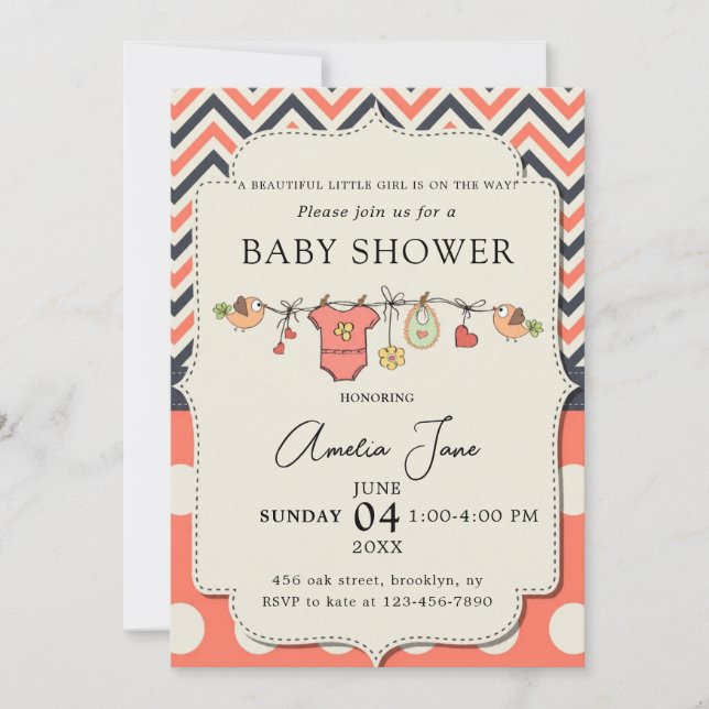 Invitación de baby shower elegante (Anverso)