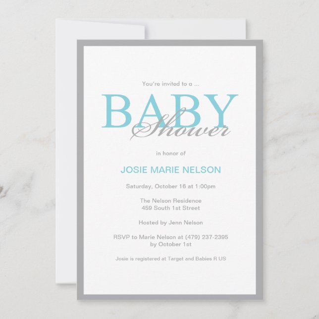 Invitación de "Baby Shower elegante" (Anverso)