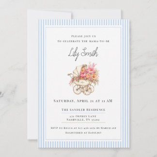 Invitación de baby shower elegante Baby Blue