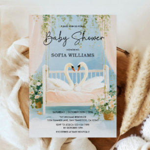 Invitación de Baby Shower Elegante Cisne