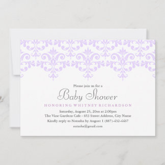 Invitación de Baby Shower Elegante de Damasco Mora