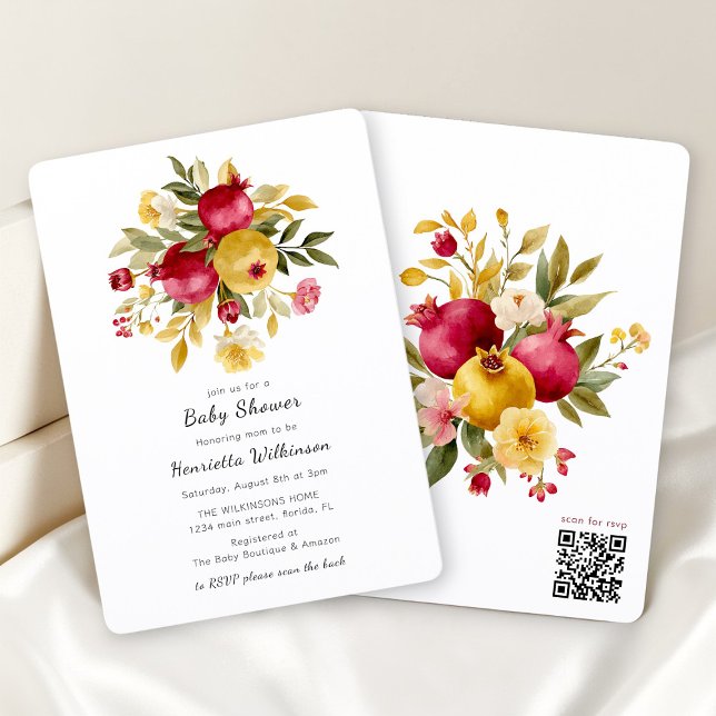 invitación de baby shower elegante de granada (Subido por el creador)