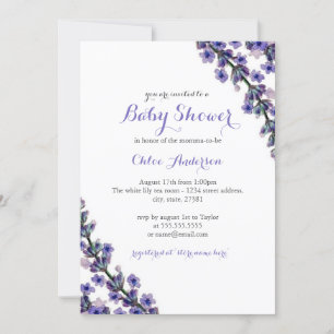 Invitación de baby shower elegante de lavanda