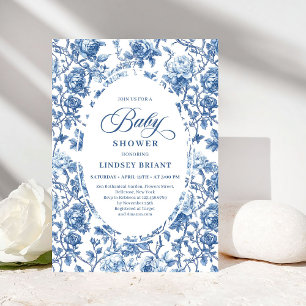 Invitación de baby shower elegante de toile de Jou