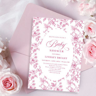 Invitación de baby shower elegante de toile francé