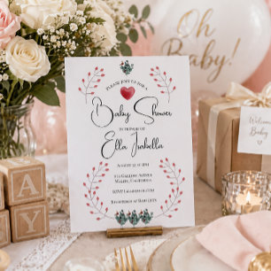 Invitación de Baby Shower Elegante Floral de Coraz