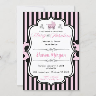 Invitación de baby shower elegante y descarada