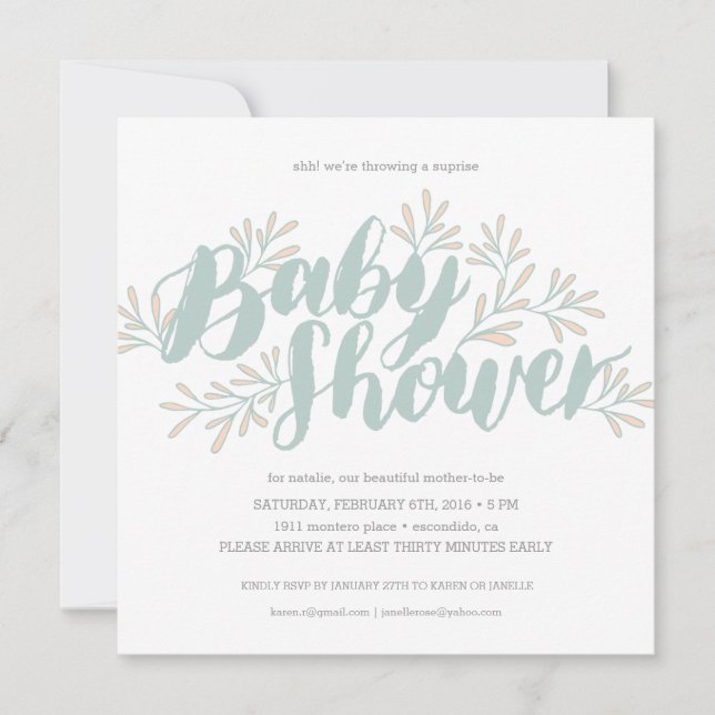 Invitación de Baby Shower en auge (Anverso)