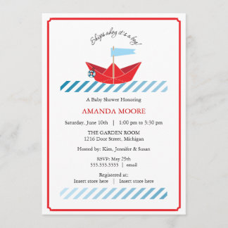 Invitación de Baby Shower en barco de papel