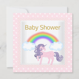 INVITACIÓN DE BABY SHOWER EN BLANCO ROJO UNICORN