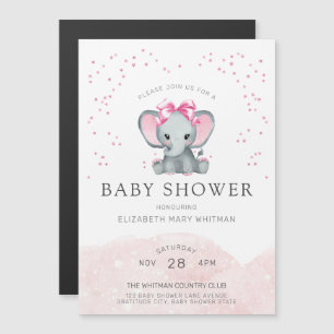 Invitación de Baby Shower en blanco rosado