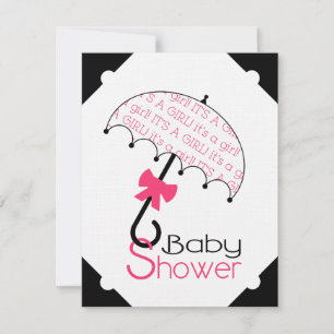 Invitación de Baby Shower en blanco y rosa calient