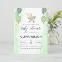 Invitación de Baby Shower en Cochecito, Boho Neutr
